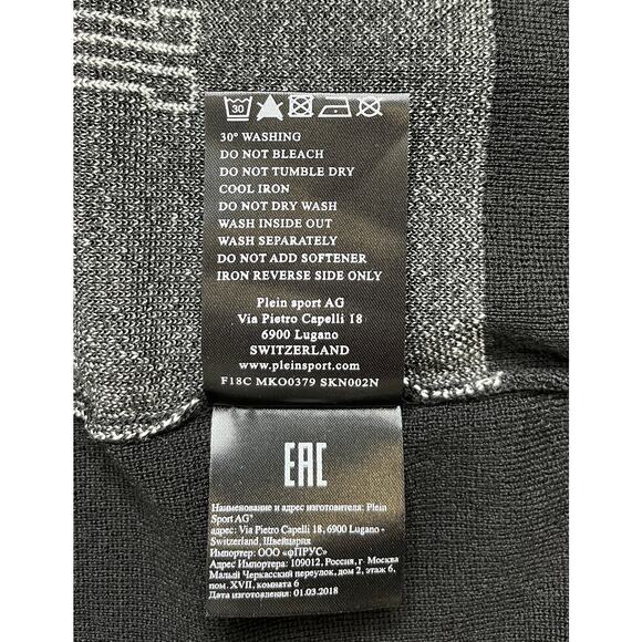 1-81 PLEIN SPORT Men's Sweater Logo Black/White Small - Picture 10 of 11